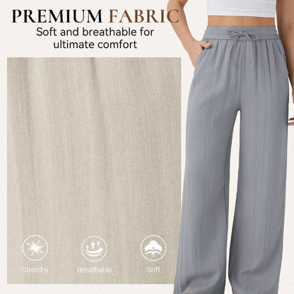Lira Casual Pants | Lightweight Breathable, Elastic Drawstring for Women - Hartwella