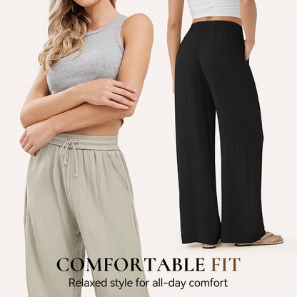 Lira Casual Pants | Lightweight Breathable, Elastic Drawstring for Women - Hartwella