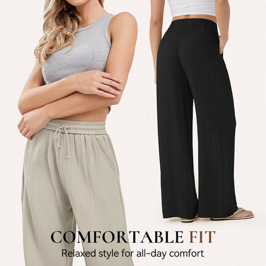 Lira Casual Pants | Lightweight Breathable, Elastic Drawstring for Women - Hartwella