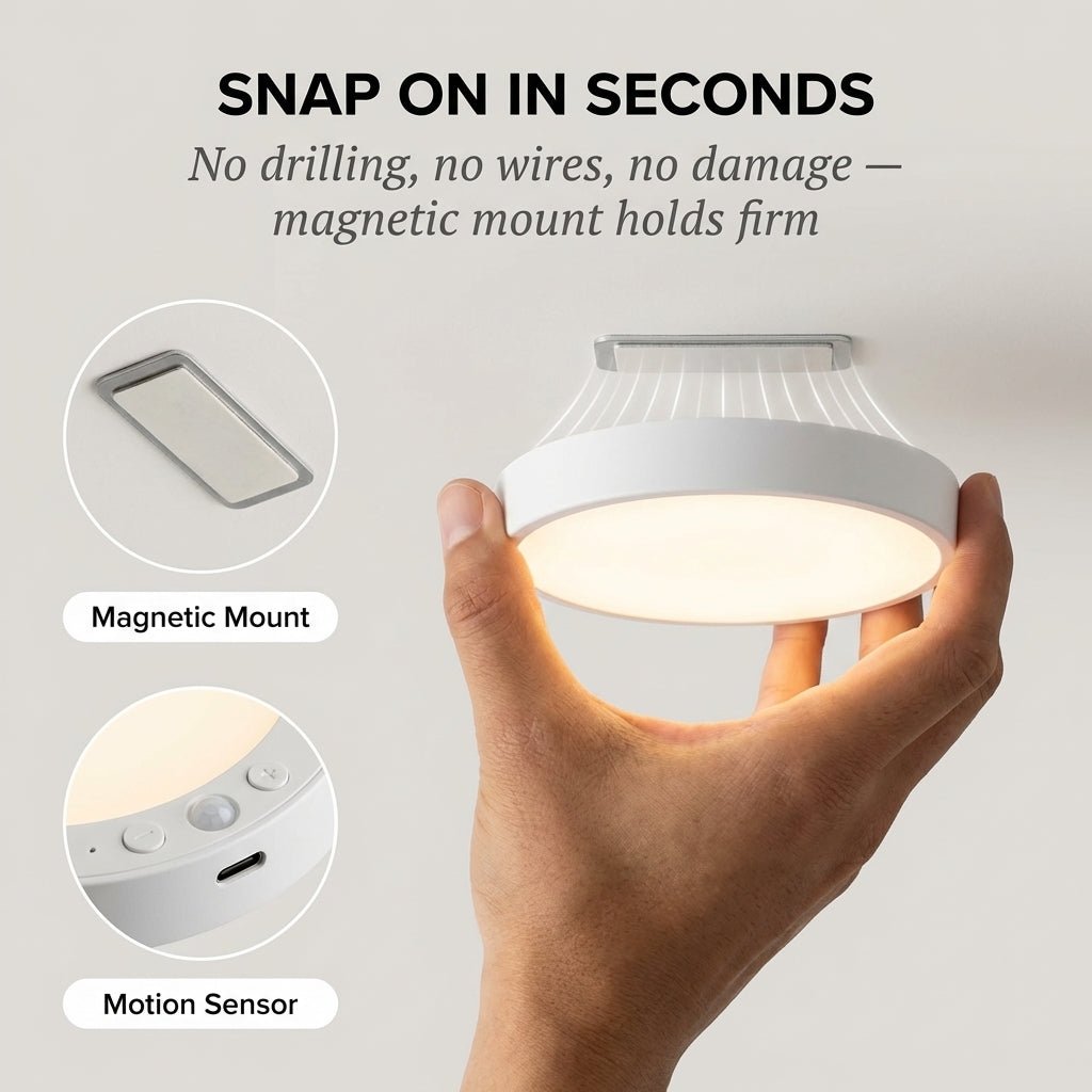 Luma Motion Sensor Light | Rechargeable, Magnetic, Remote - Controlled - Hartwella