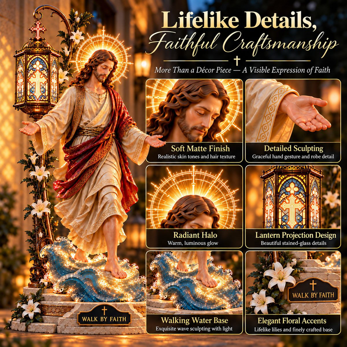 Lumina™ Faith Reflection Light – Jesus Walking On Water - Hartwella