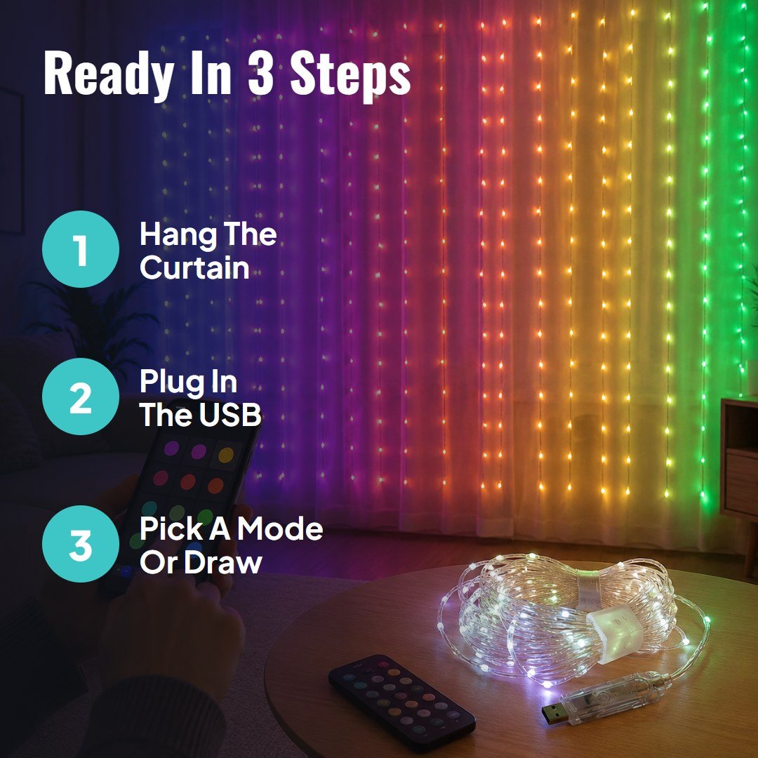 Lumora™ Waterproof LED Curtain String Lights - Hartwella