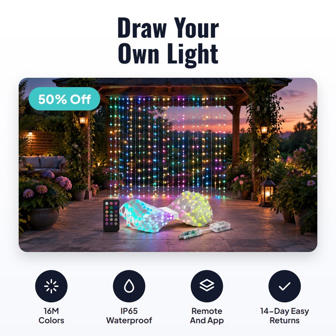 Lumora™ Waterproof LED Curtain String Lights - Hartwella