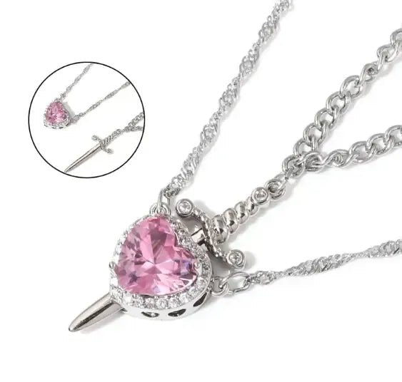 Luna Heart Necklace Set | Dagger Design, Stainless Steel - Hartwella