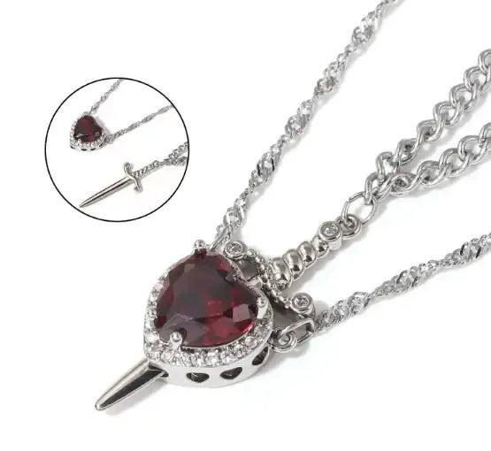 Luna Heart Necklace Set | Dagger Design, Stainless Steel - Hartwella