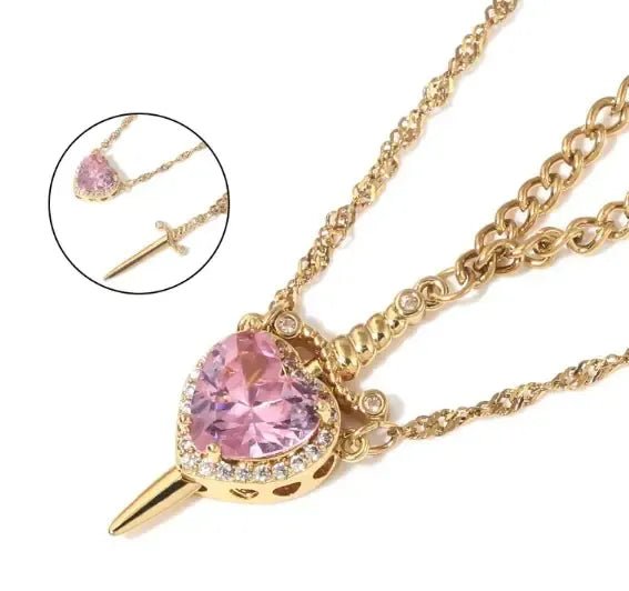 Luna Heart Necklace Set | Dagger Design, Stainless Steel - Hartwella