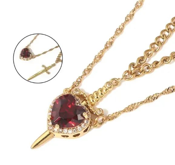 Luna Heart Necklace Set | Dagger Design, Stainless Steel - Hartwella