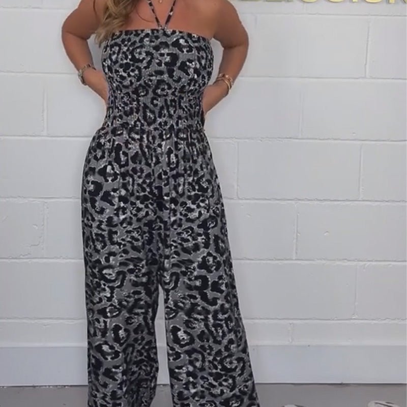 Luna Jumpsuit Women | Bold Leopard Print, Wide-Leg Design - Hartwella
