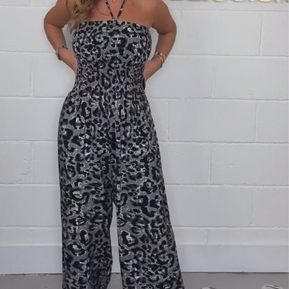 Luna Jumpsuit Women | Bold Leopard Print, Wide-Leg Design - Hartwella