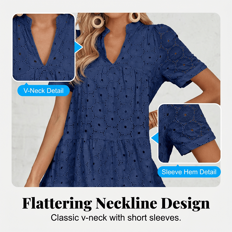 Luna Lace Dress | Lightweight, Eyelet Detailing - Hartwella