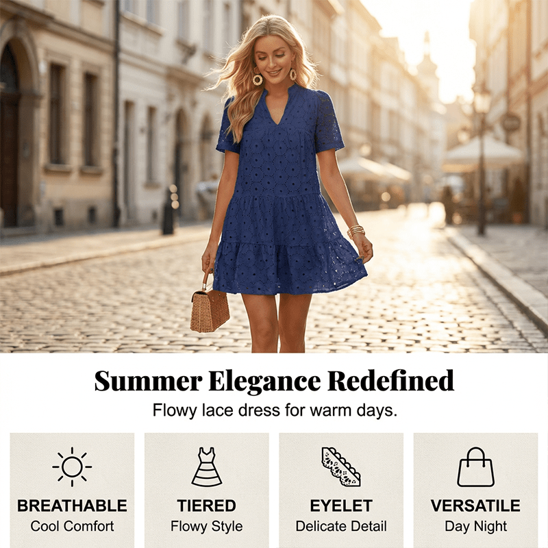 Luna Lace Dress | Lightweight, Eyelet Detailing - Hartwella