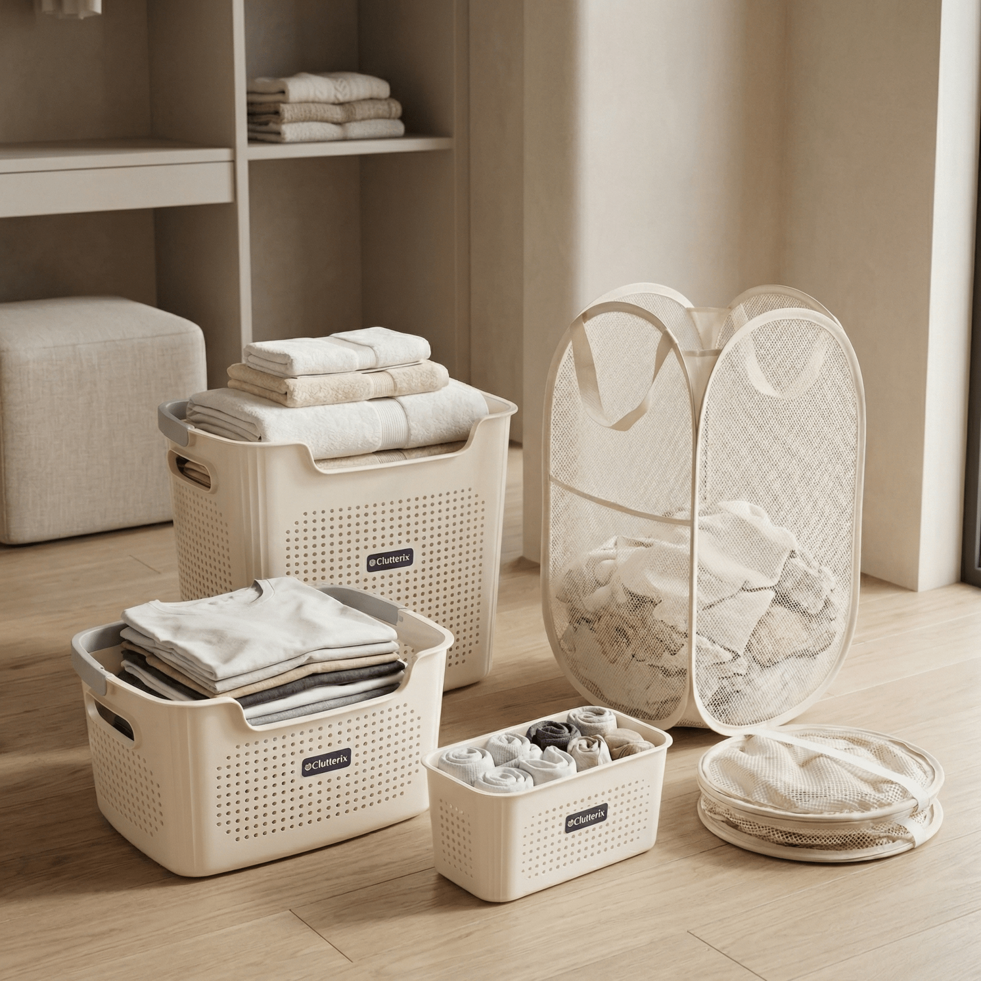 Luna Laundry Basket System | 4-Piece Space-Saving Set - Hartwella