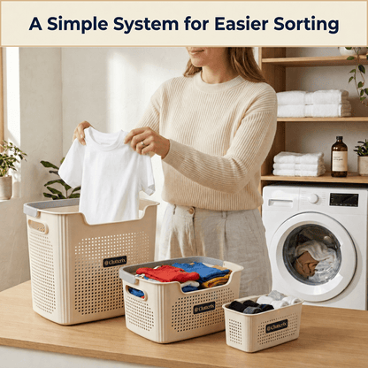 Luna Laundry Basket System | 4-Piece Space-Saving Set - Hartwella