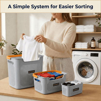 Luna Laundry Basket System | 4-Piece Space-Saving Set - Hartwella