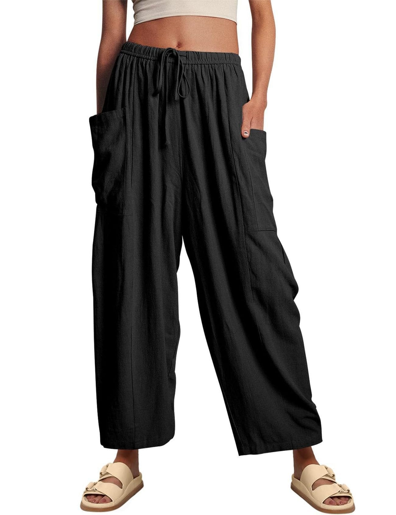 Luna Linen Pants | Lightweight, High - Waisted - Hartwella