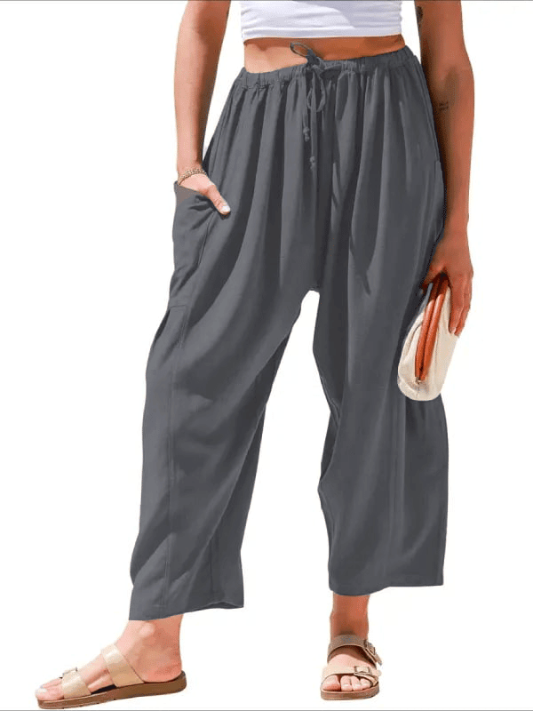 Luna Linen Pants | Lightweight, High - Waisted - Hartwella