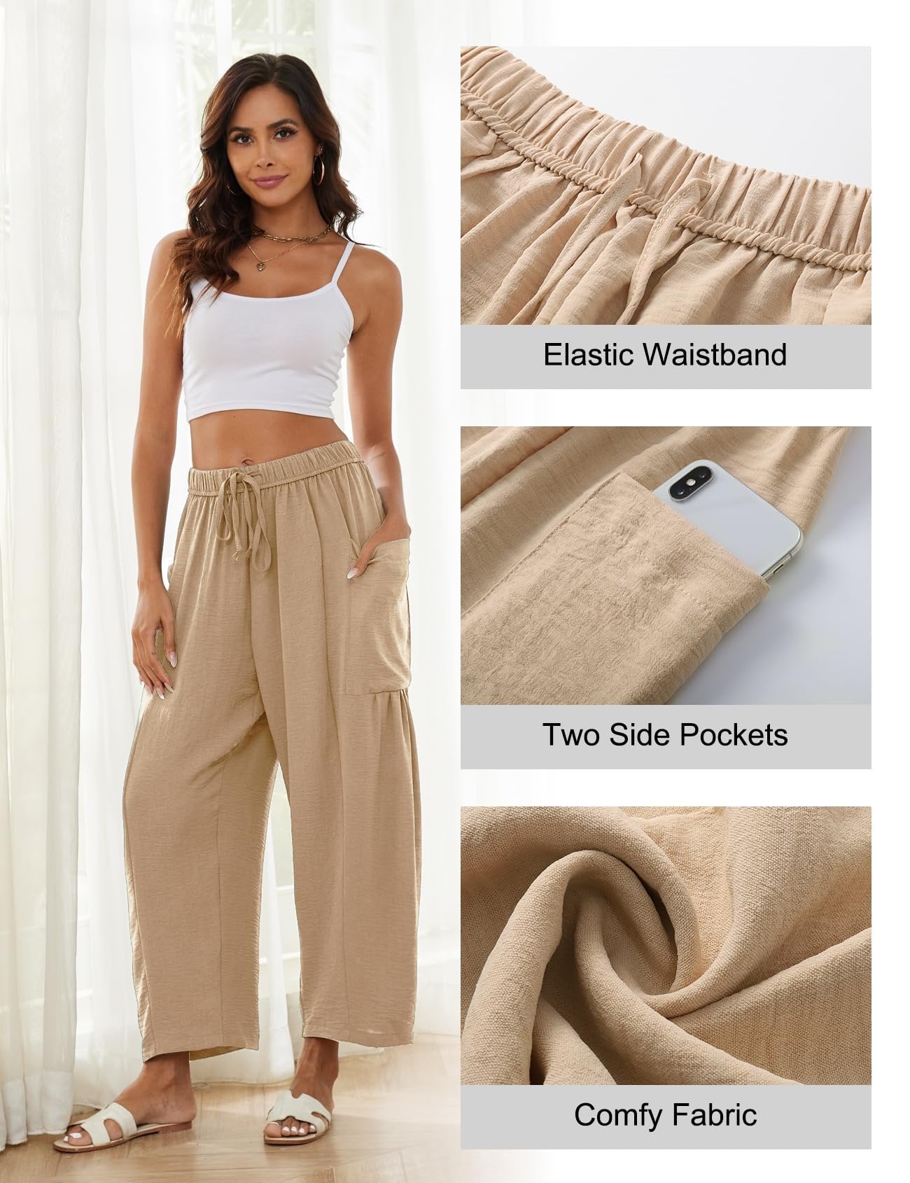 Luna Linen Pants | Lightweight, High - Waisted - Hartwella