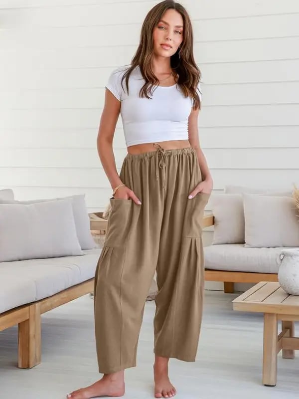 Luna Linen Pants | Lightweight, High - Waisted - Hartwella