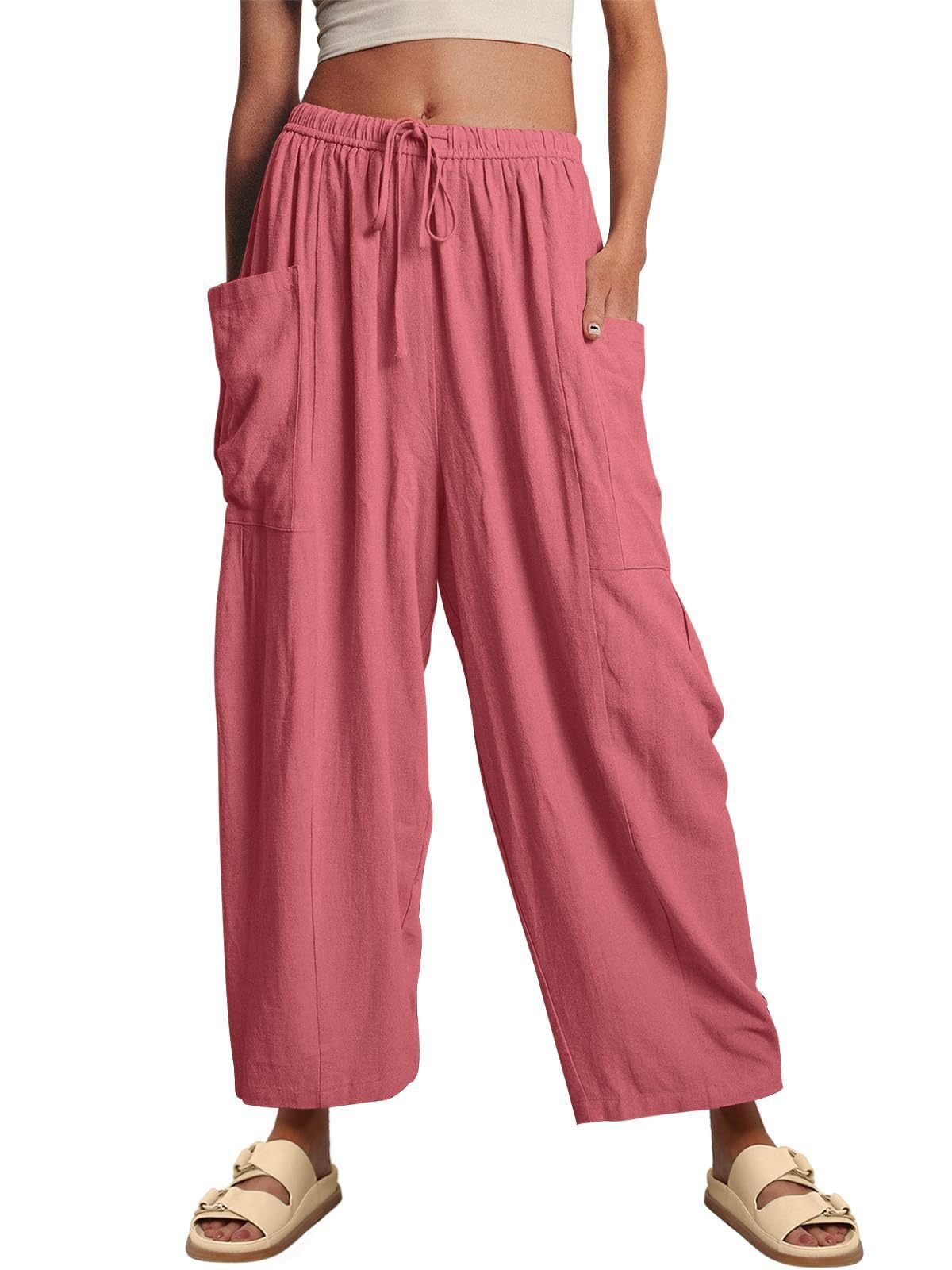 Luna Linen Pants | Lightweight, High - Waisted - Hartwella