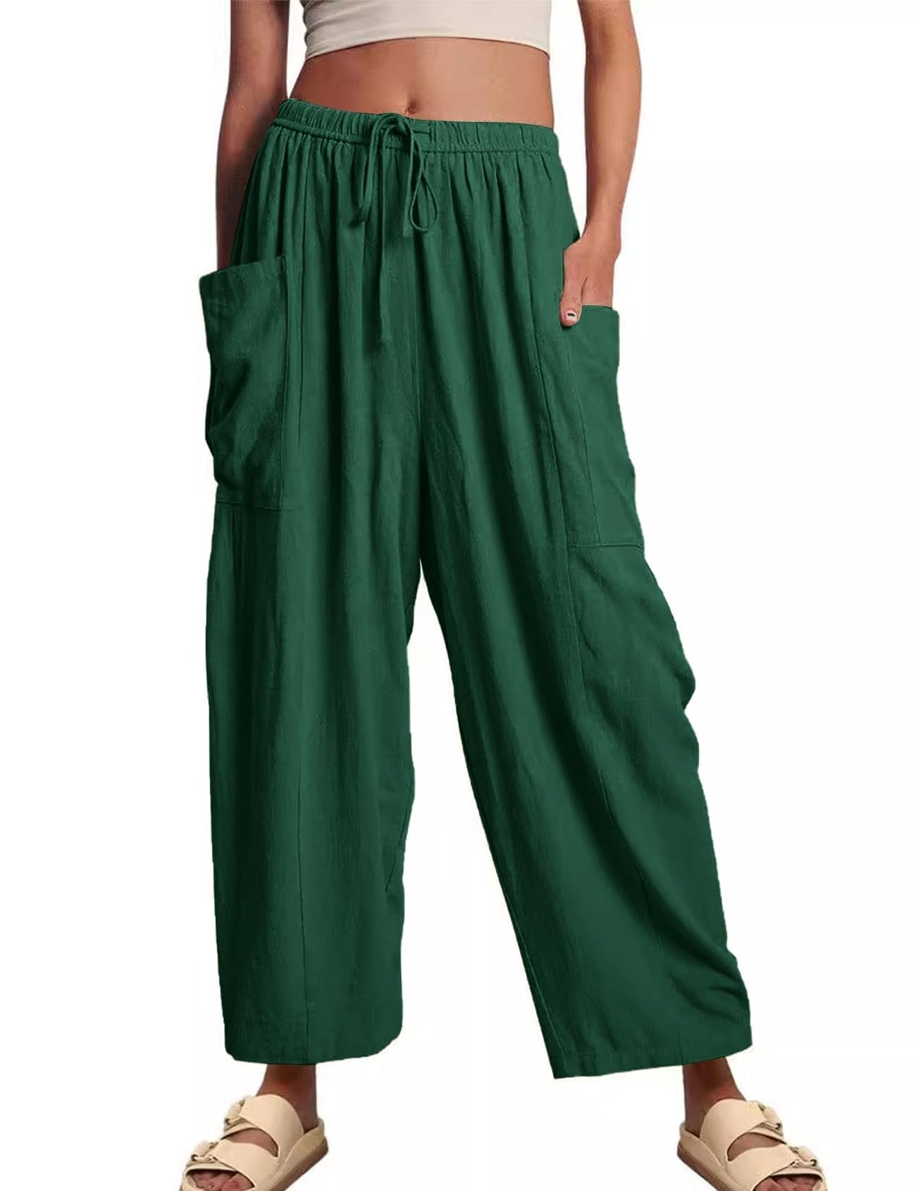 Luna Linen Pants | Lightweight, High - Waisted - Hartwella