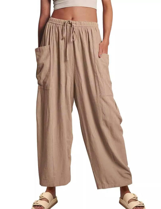 Luna Linen Pants | Lightweight, High - Waisted - Hartwella
