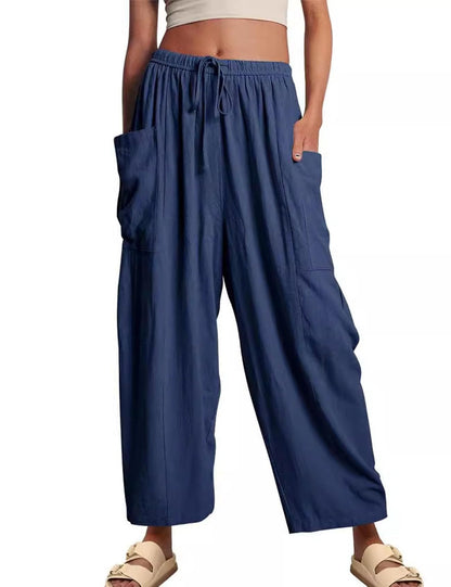 Luna Linen Pants | Lightweight, High - Waisted - Hartwella