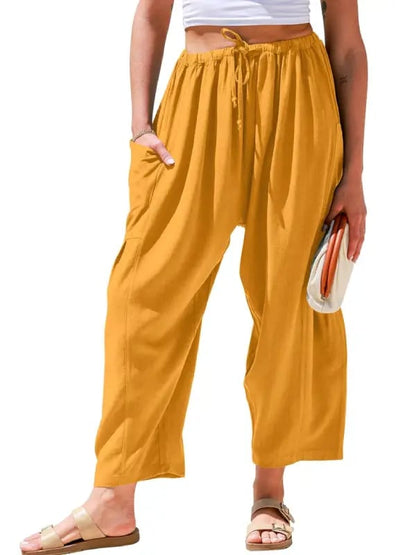 Luna Linen Pants | Lightweight, High - Waisted - Hartwella