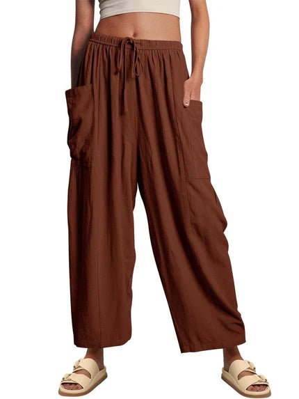 Luna Linen Pants | Lightweight, High - Waisted - Hartwella