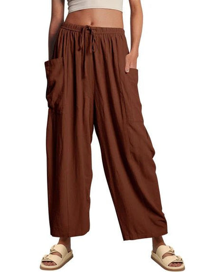 Luna Linen Pants | Lightweight, High - Waisted - Hartwella