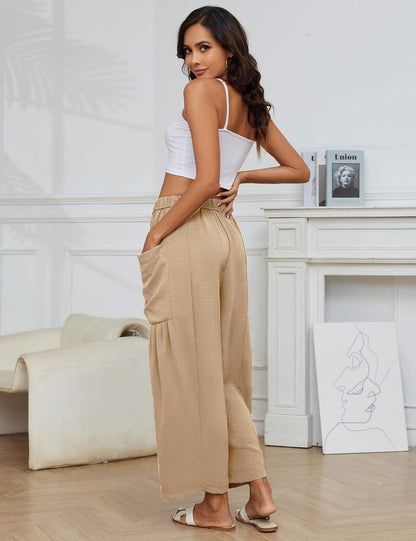 Luna Linen Pants | Lightweight, High - Waisted - Hartwella