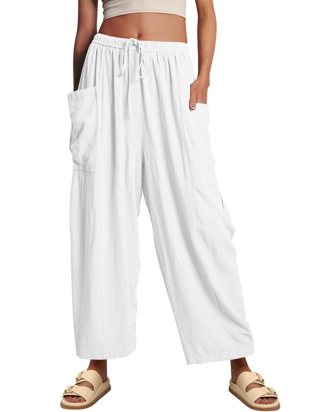 Luna Linen Pants | Lightweight, High - Waisted - Hartwella