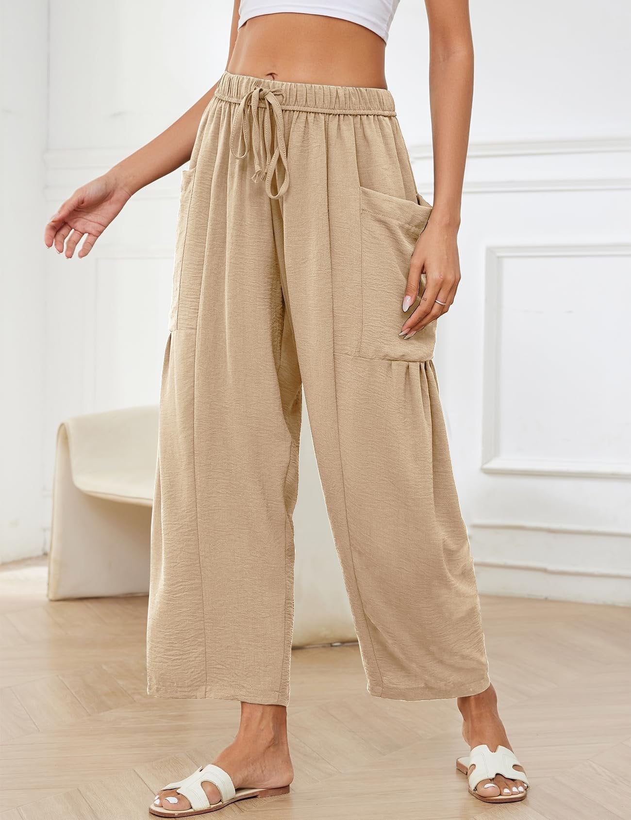 Luna Linen Pants | Lightweight, High - Waisted - Hartwella