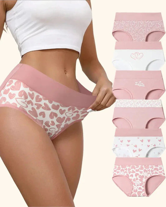 Luna Love Panties | Soft Cotton, High Rise Design, Full Coverage (6 Pack) - Hartwella
