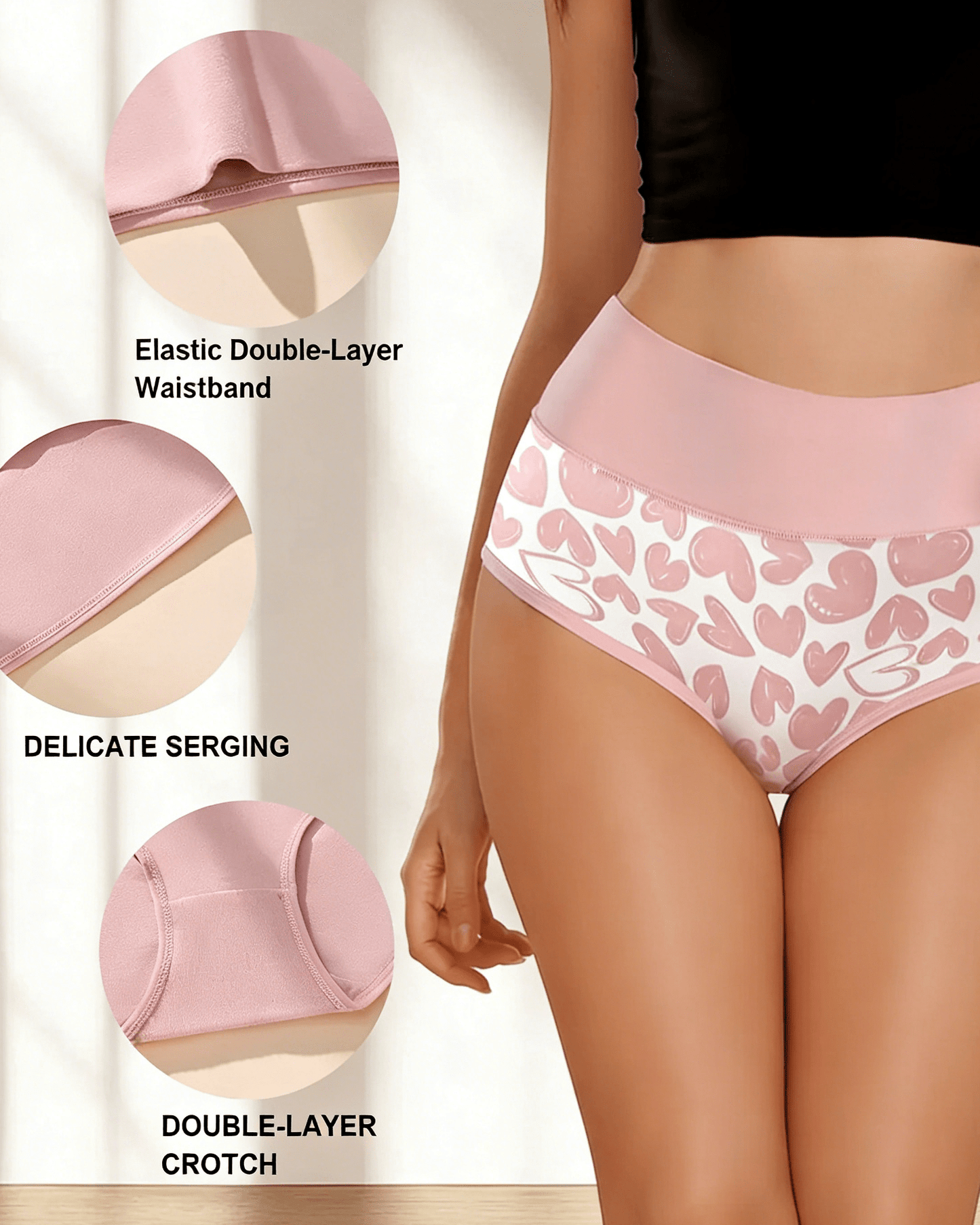 Luna Love Panties | Soft Cotton, High Rise Design, Full Coverage (6 Pack) - Hartwella