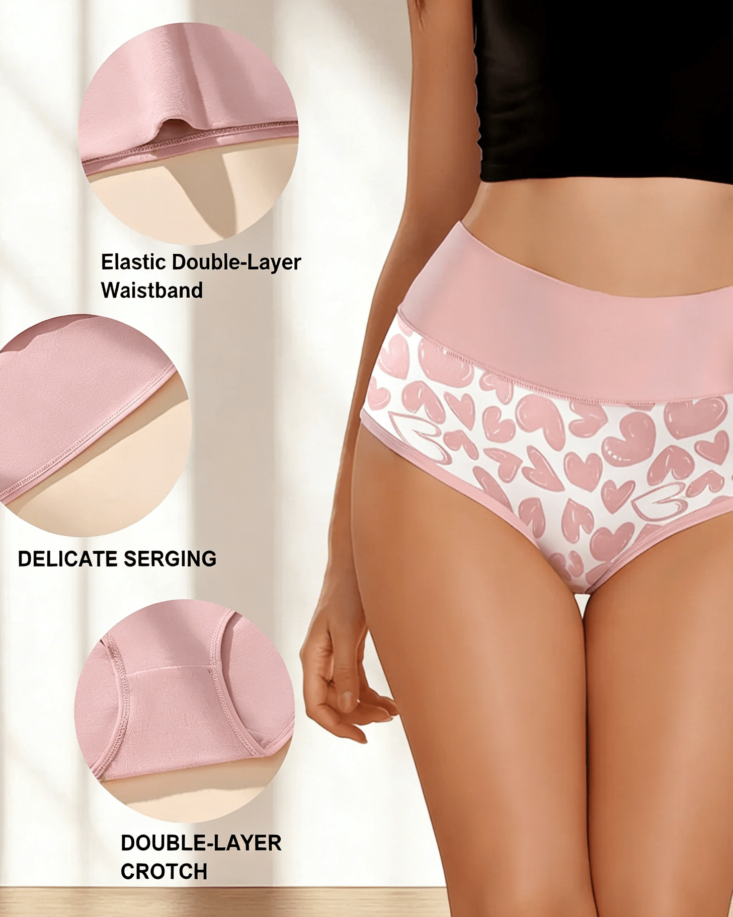 Luna Love Panties | Soft Cotton, High Rise Design, Full Coverage (6 Pack) - Hartwella