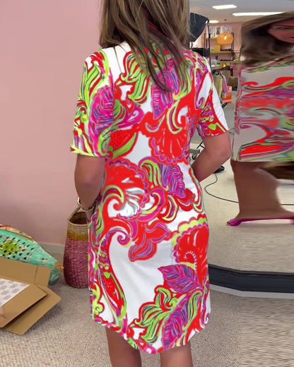 Luna Midi Dress | Vibrant Print, Lightweight Polyester - Hartwella