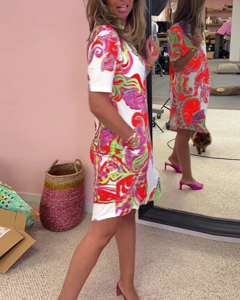 Luna Midi Dress | Vibrant Print, Lightweight Polyester - Hartwella