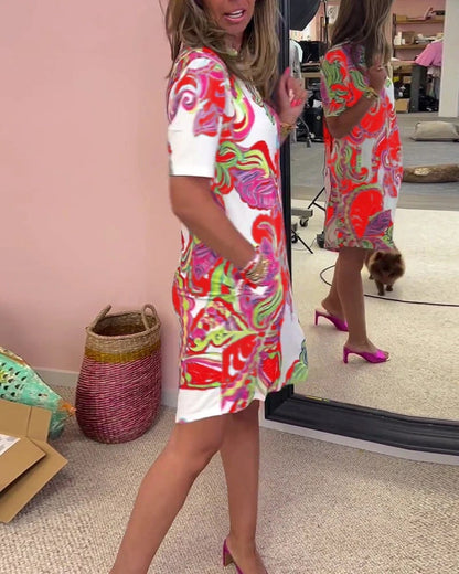 Luna Midi Dress | Vibrant Print, Lightweight Polyester - Hartwella