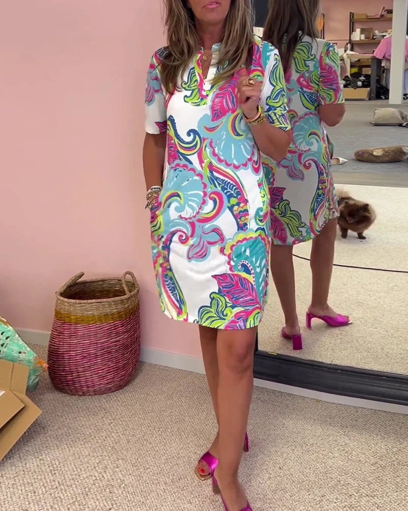 Luna Midi Dress | Vibrant Print, Lightweight Polyester - Hartwella