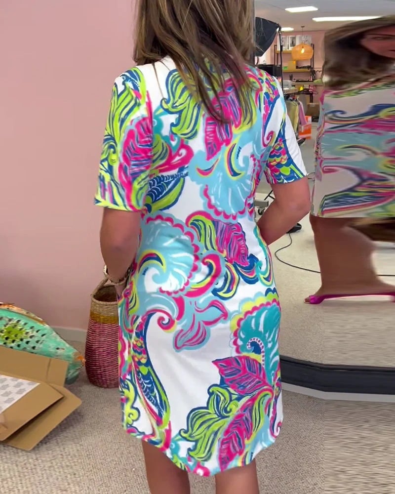 Luna Midi Dress | Vibrant Print, Lightweight Polyester - Hartwella