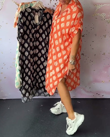 Luna Printed Shirt Dress | Comfortable Loose Fit - Hartwella