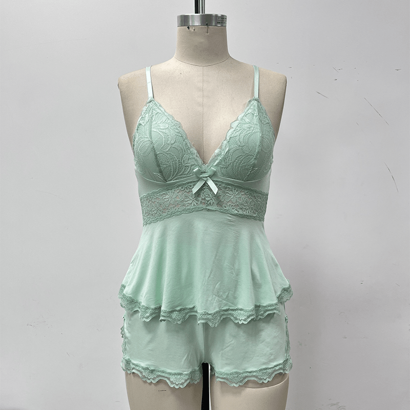Luna Sleep Set | Modal Lace Camisole & Shorts, Best Pajamas for Women - Hartwella