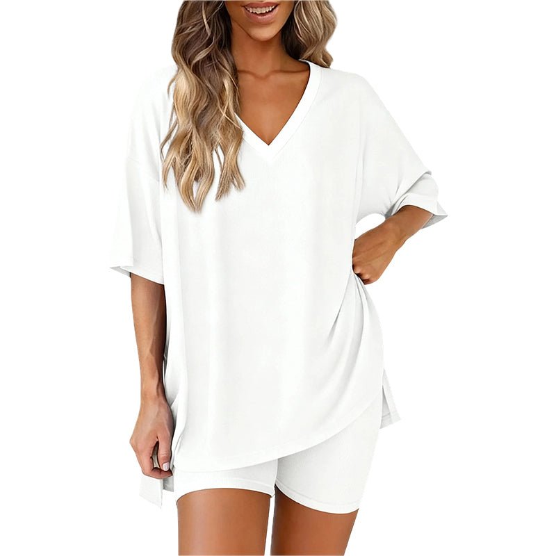Luna Two Piece Set | Comfortable Pullover Tee and High - Waisted Shorts for Women - Hartwella