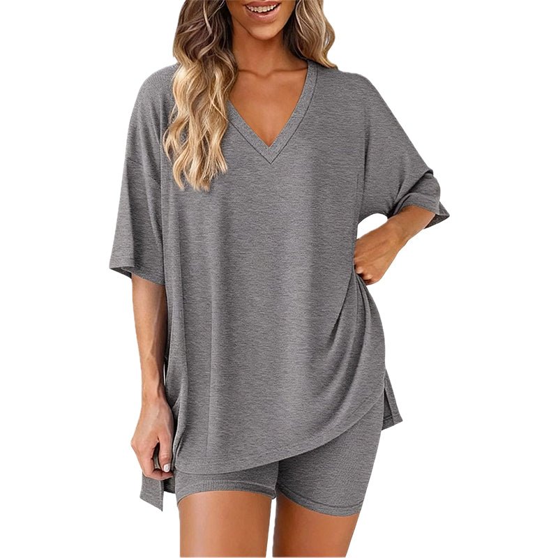 Luna Two Piece Set | Comfortable Pullover Tee and High - Waisted Shorts for Women - Hartwella