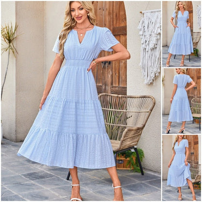 Luna V Neck Dress | Lightweight Boho A-Line Summer Dress with Pockets - Hartwella