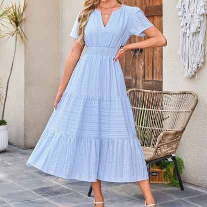 Luna V Neck Dress | Lightweight Boho A-Line Summer Dress with Pockets - Hartwella