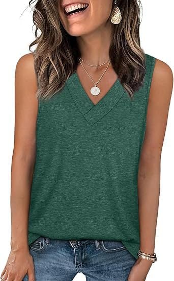 Luna White Tank Top for Women | Soft, Sleeveless V - Neck, Casual Fit - Hartwella