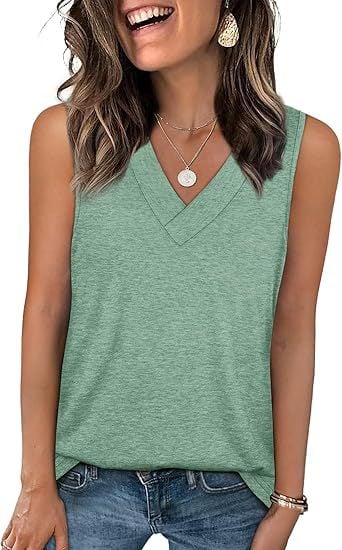 Luna White Tank Top for Women | Soft, Sleeveless V - Neck, Casual Fit - Hartwella