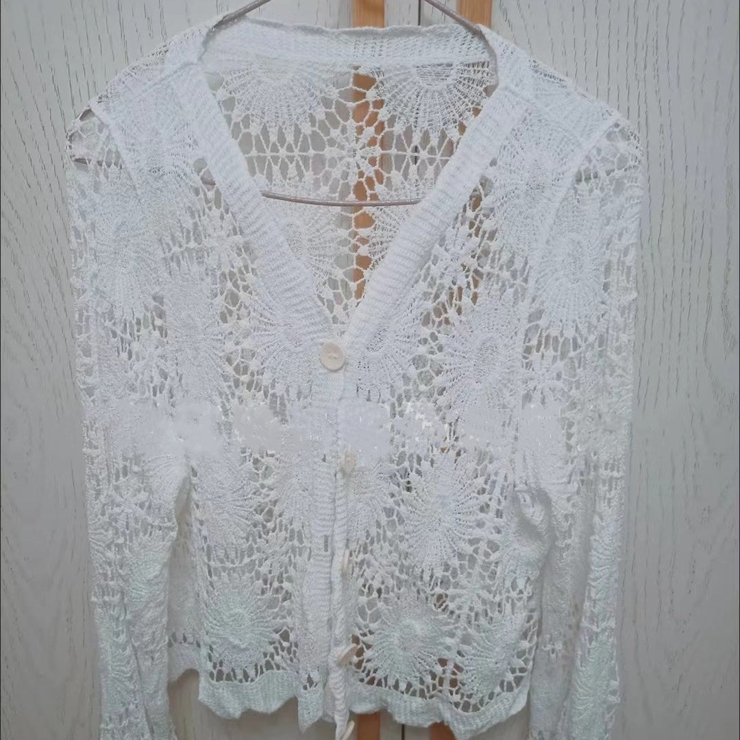 Luna Women's Jacket | Lace Detail, V - Neck Long Sleeve - Hartwella
