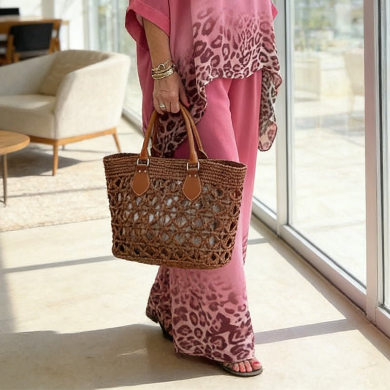 Luna Women's Set | Gradient Leopard Print Loungewear, Relaxed Fit Two Piece Sets - Hartwella